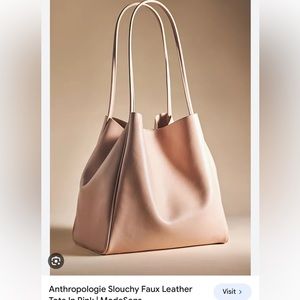 Anthropologie slouchy faux leather bag in pink NWOT